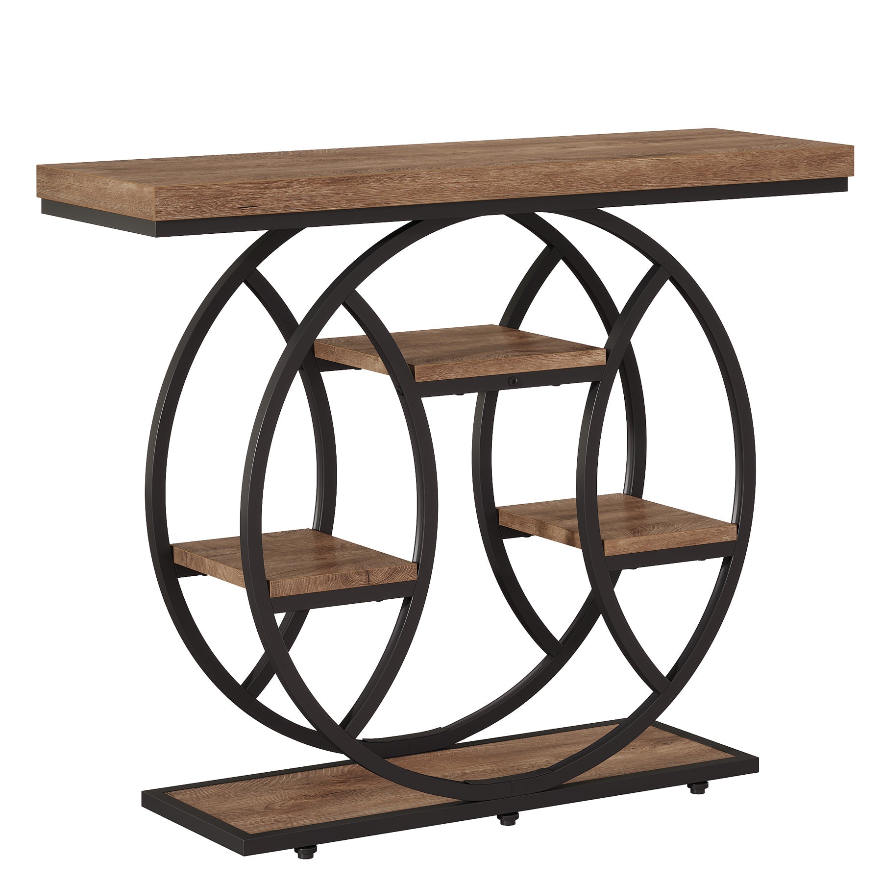 Tribesigns Console de 105 cm, Table d'appoint à 4 niveaux avec cadre rond