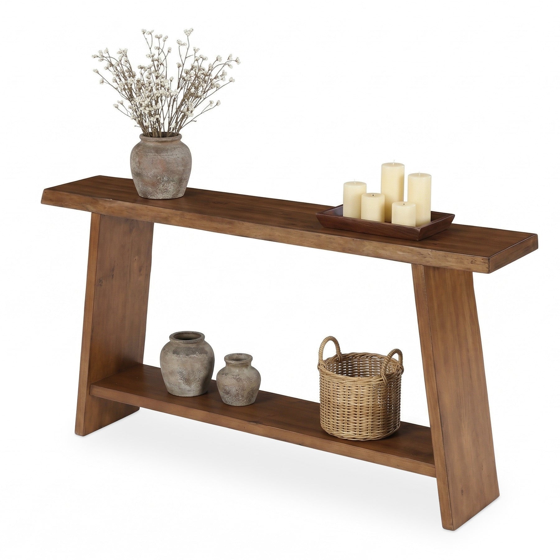 Tribesigns Console en bois massif de 160 cm, Table d'appoint à deux niveaux pour l'entrée