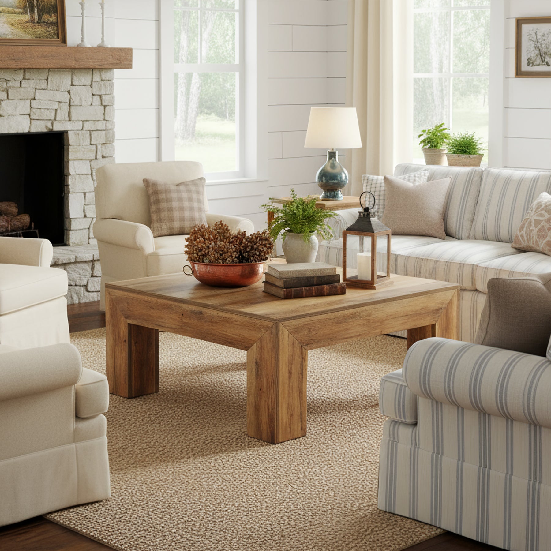 Tribesigns Table Basse Carrée pour Salon 100 x 100 x 50 cm, Table de Salon Bois Table d'appoint Farmhouse