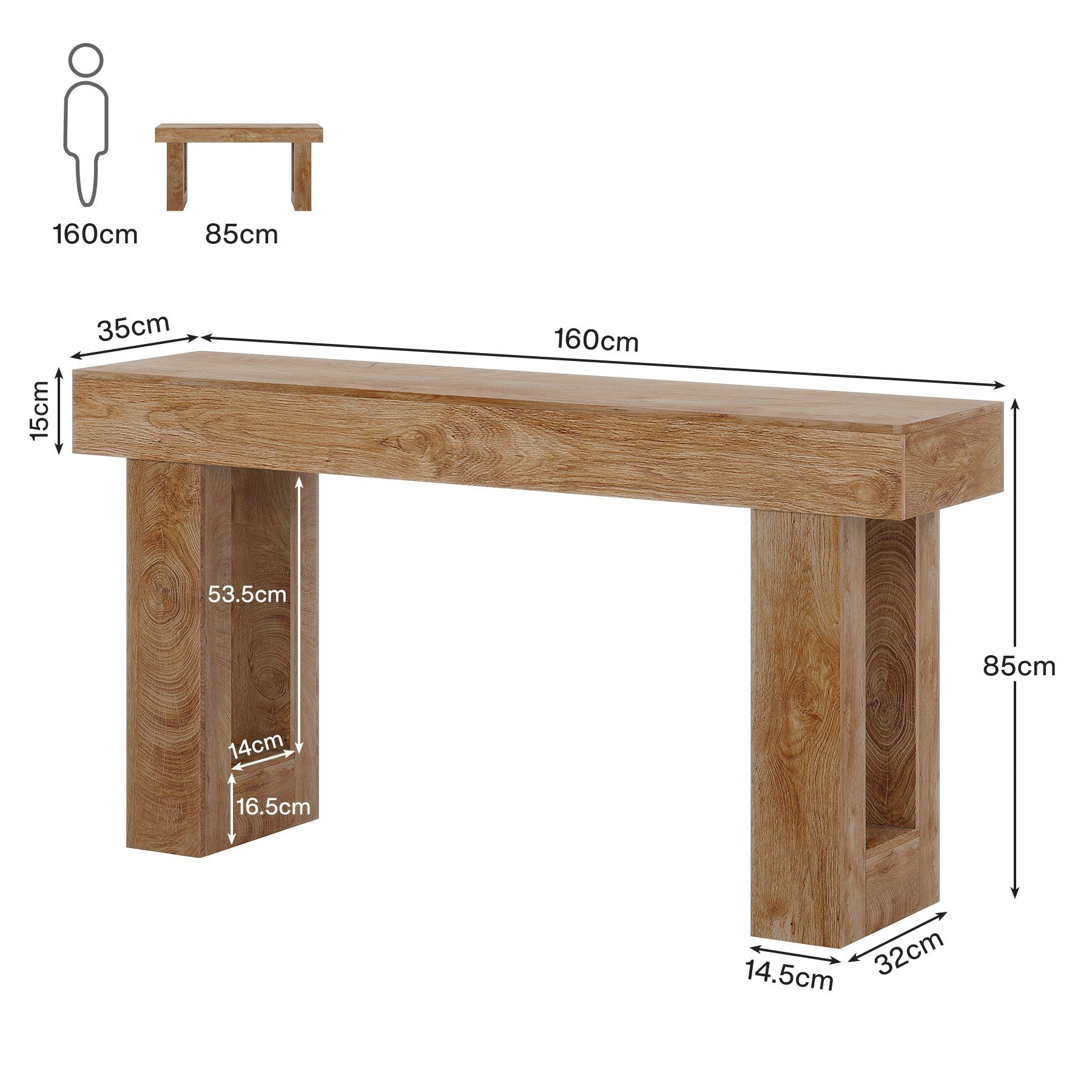 Tribesigns Table console de 160 cm, Table d'entrée de style ferme en bois