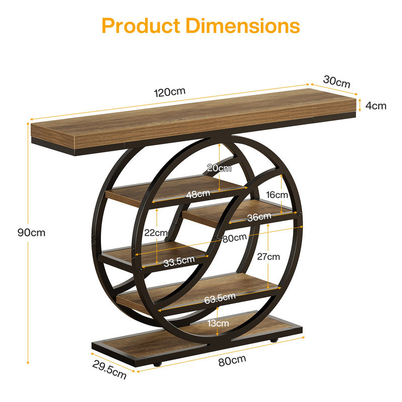 Tribesigns Table basse à 6 niveaux avec compartiments de rangement de 120 cm pour couloir et salon