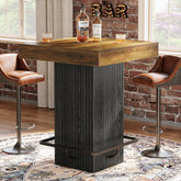 Table de bar carrée de 80 x 80 x 101 cm avec repose-pieds en métal, Table de pub de style industriel pour cuisine/salle à manger 3