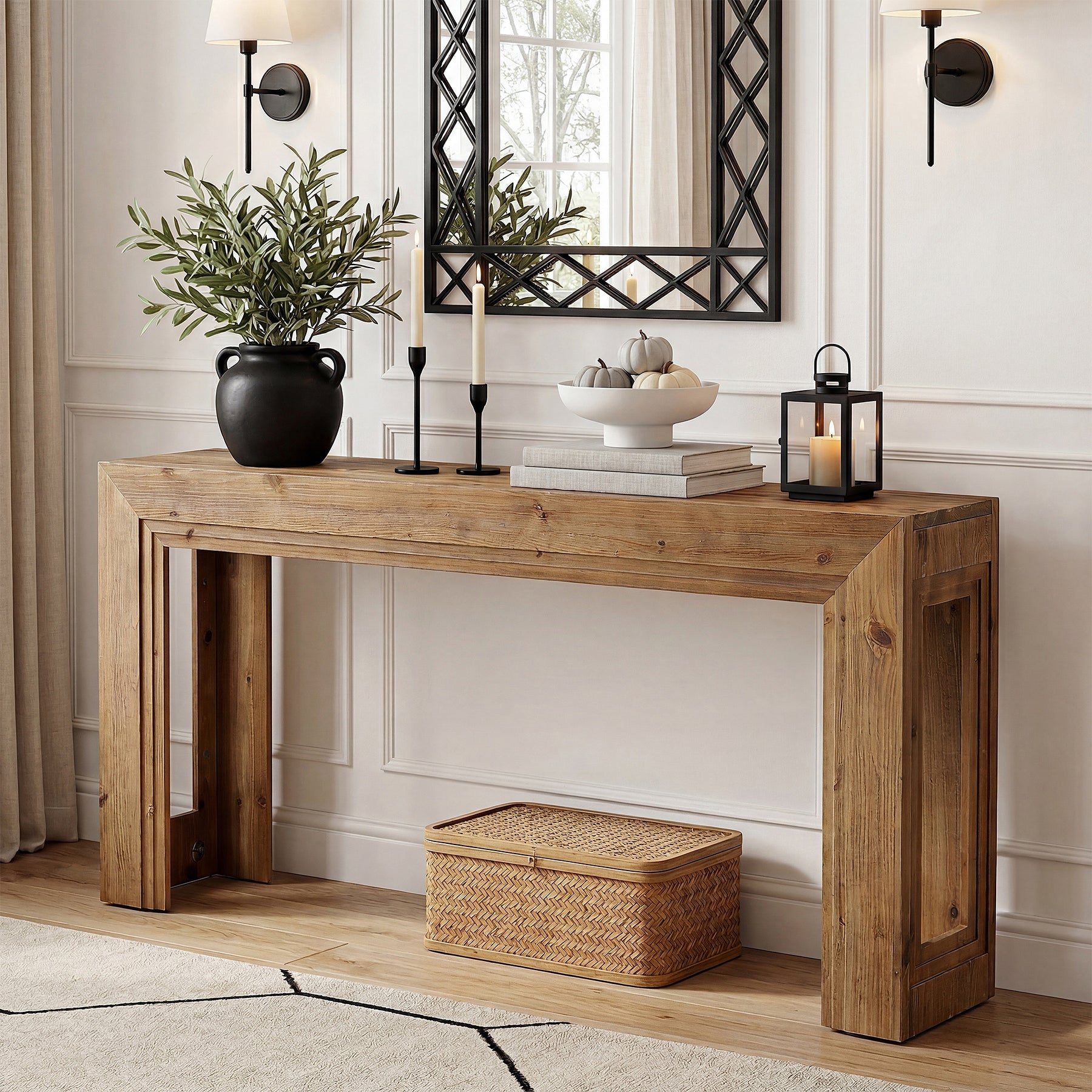 Tribesigns Console étroite de 160 cm, Table d'appoint à deux niveaux avec espace de rangement pour salon et entrée