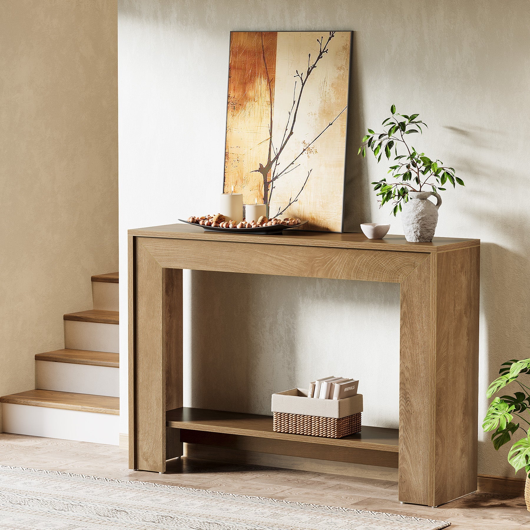 Tribesigns Console étroite avec rangement ouvert, 105 x 30 x 80 cm, Idéale pour l'entrée et le salon