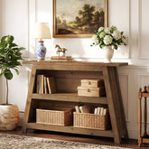 Tribesigns Console en bois massif de 120 cm, Table d'entrée à 3 niveaux de style champêtre avec étagères 3
