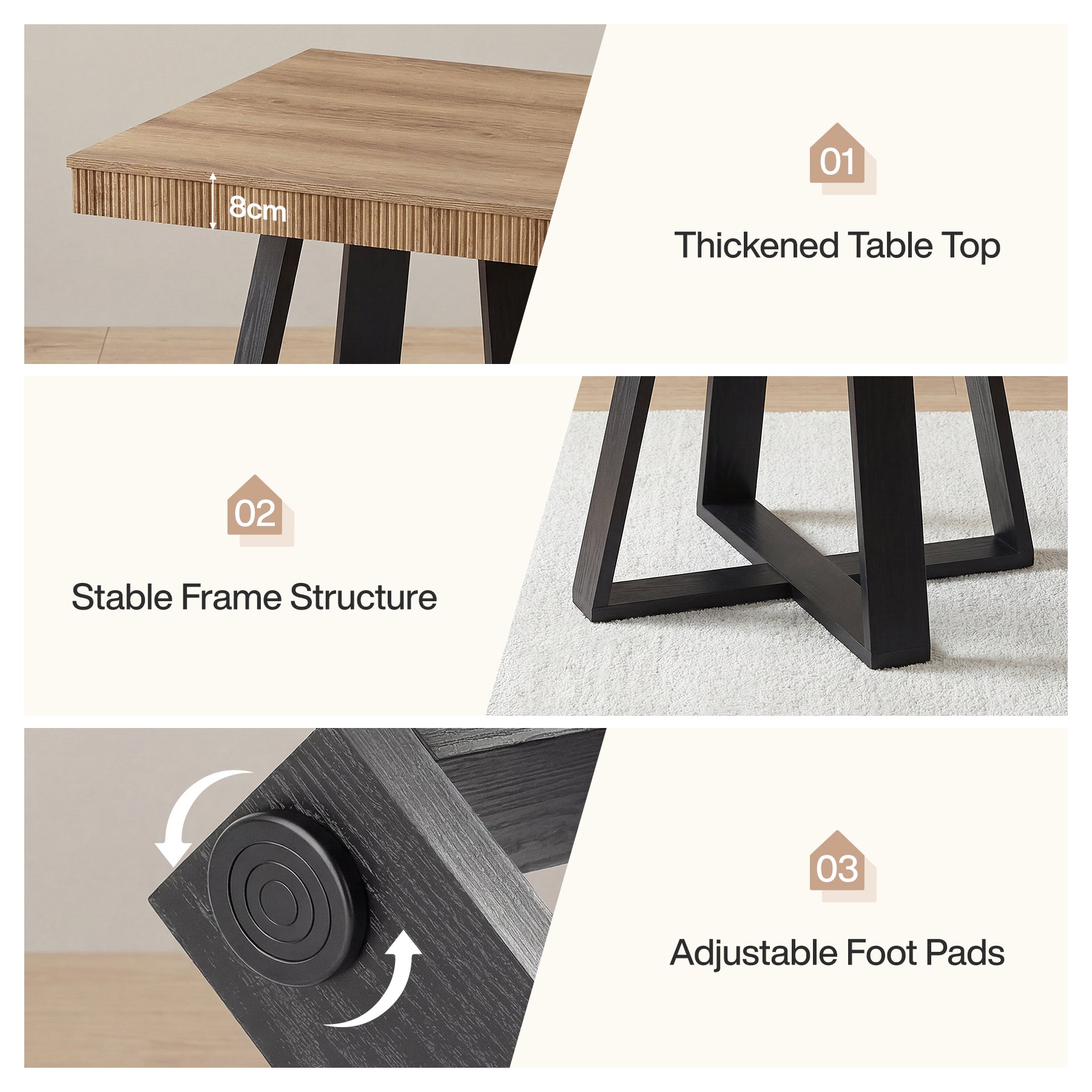 Tribesigns Petite table à manger carrée (80 x 80 cm) pour 2 à 4 personnes, Table de cuisine compacte avec piètement en X