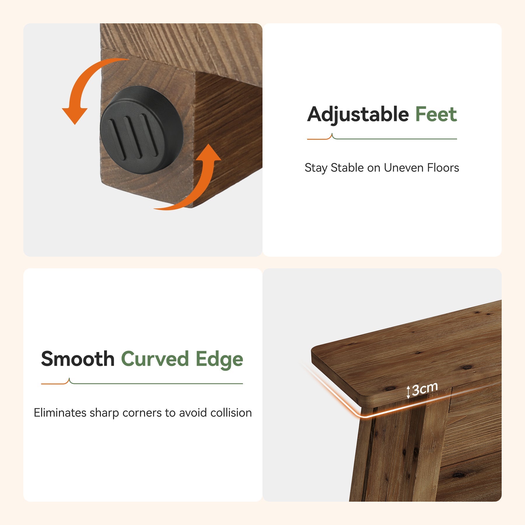 Tribesigns Console en bois massif de 120 cm, Table d'entrée à 3 niveaux de style champêtre avec étagères