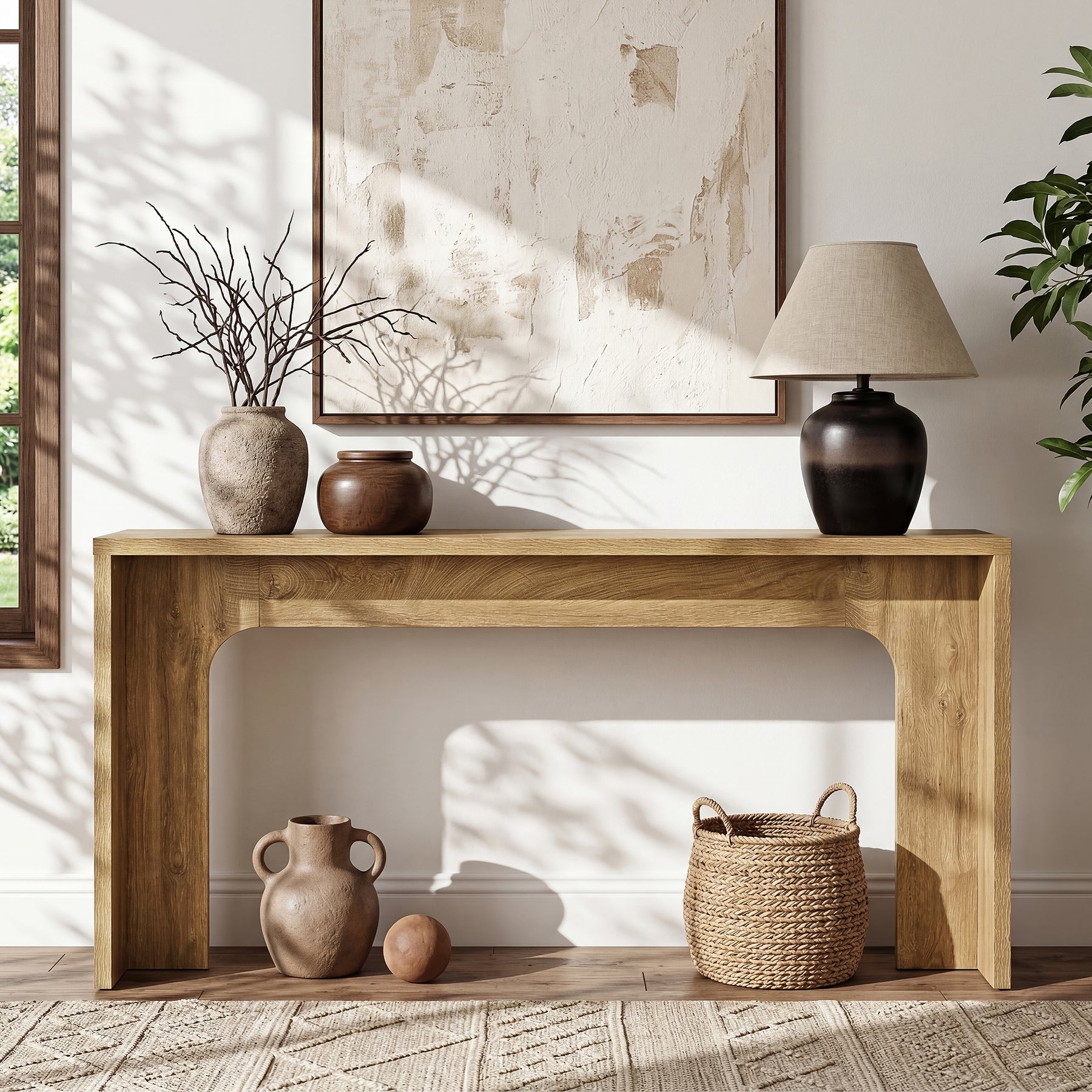 Tribesigns Console étroite de 160 cm, Table d'entrée minimaliste avec base robuste