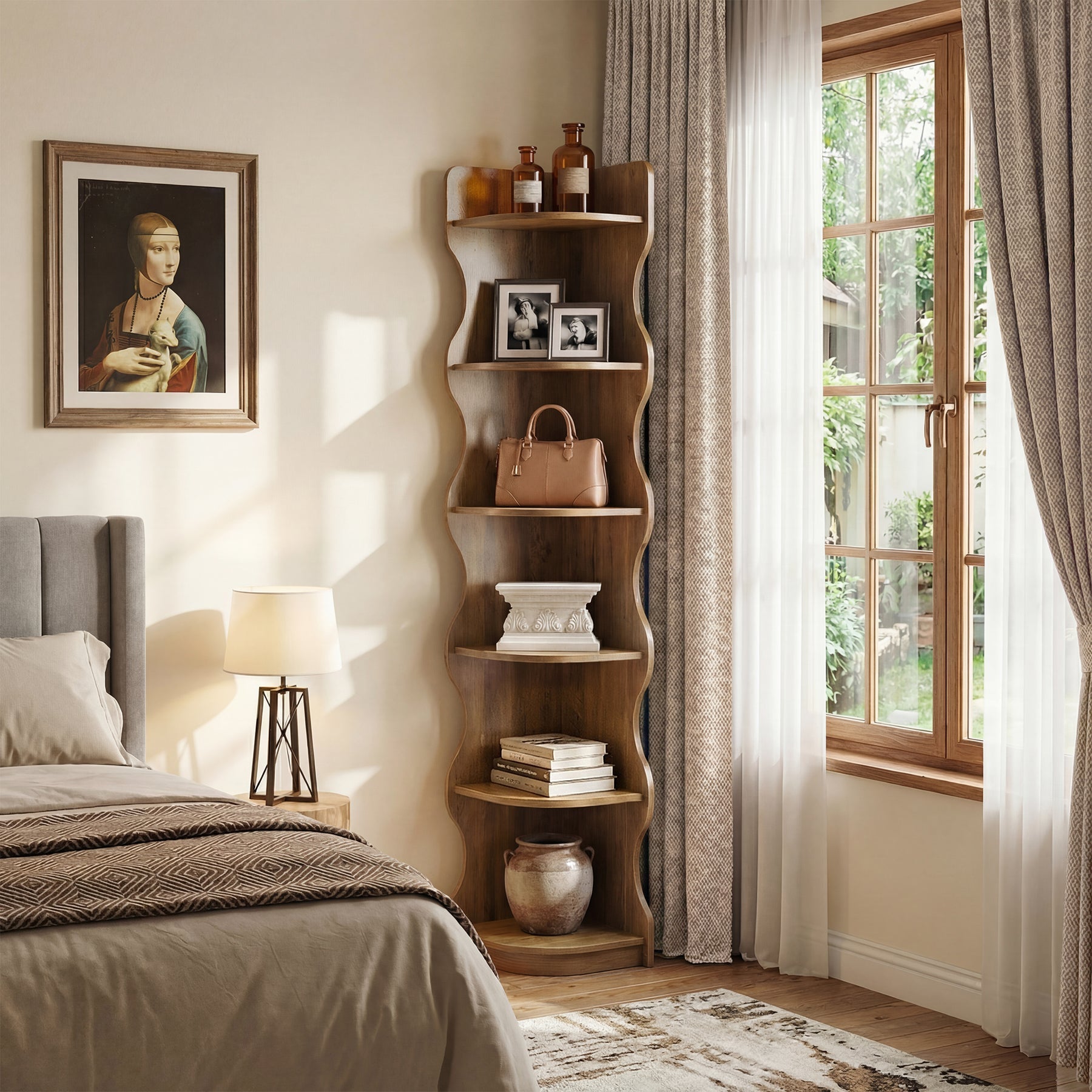 Tribeisgns Étagère d'angle, Étagère moderne à 6 niveaux de 180 cm