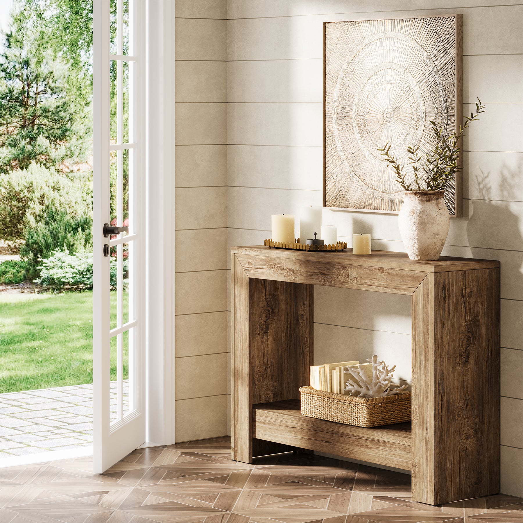 Tribesigns Table console rectangulaire en bois, Table d'entrée géométrique simple pour le couloir