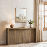 Console rustique de 160 cm, Table d'entrée en bois avec motif côtelé pour couloir 3