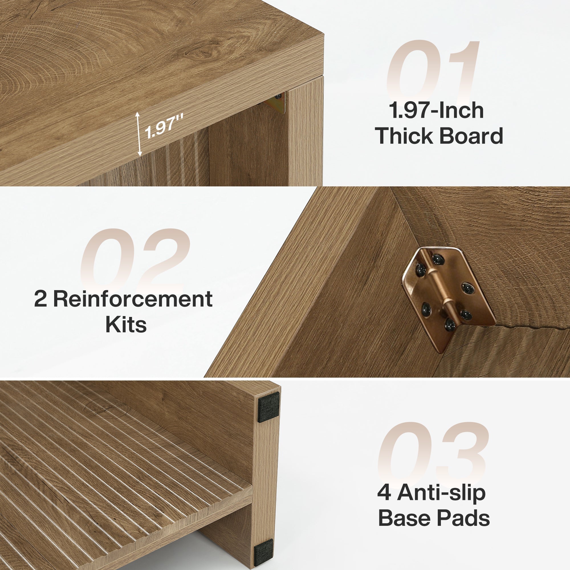 Console rustique de 160 cm, Table d'entrée en bois avec motif côtelé pour couloir