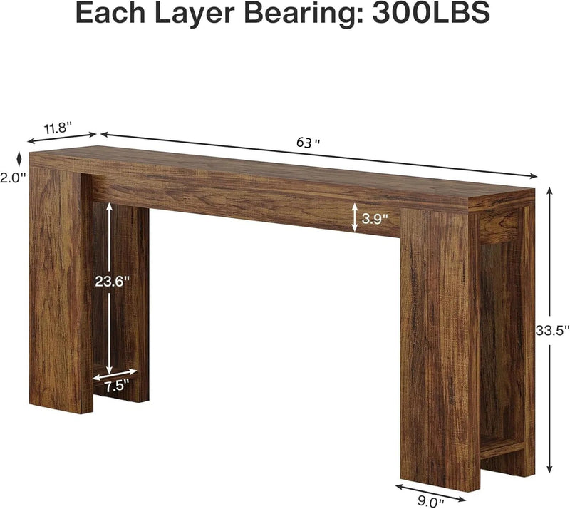 Tribesigns Console 160 cm, Table de canapé de style ferme Table d'appoint d'entrée