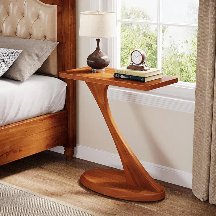 Tribesigns Table d'appoint haute de 60 cm, Table d'appoint étroite avec pieds en bois massif