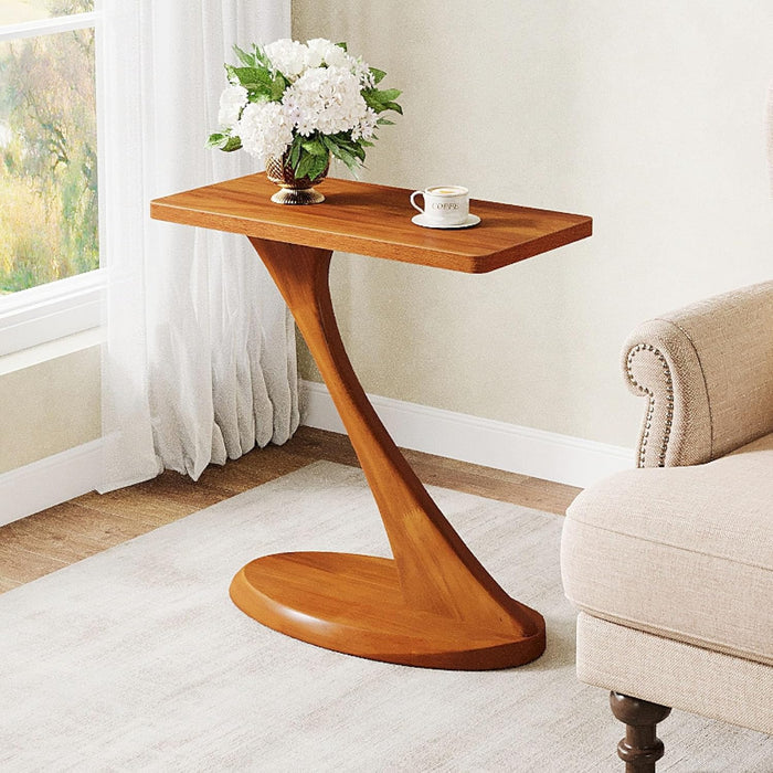 Tribesigns Table d'appoint haute de 60 cm, Table d'appoint étroite avec pieds en bois massif