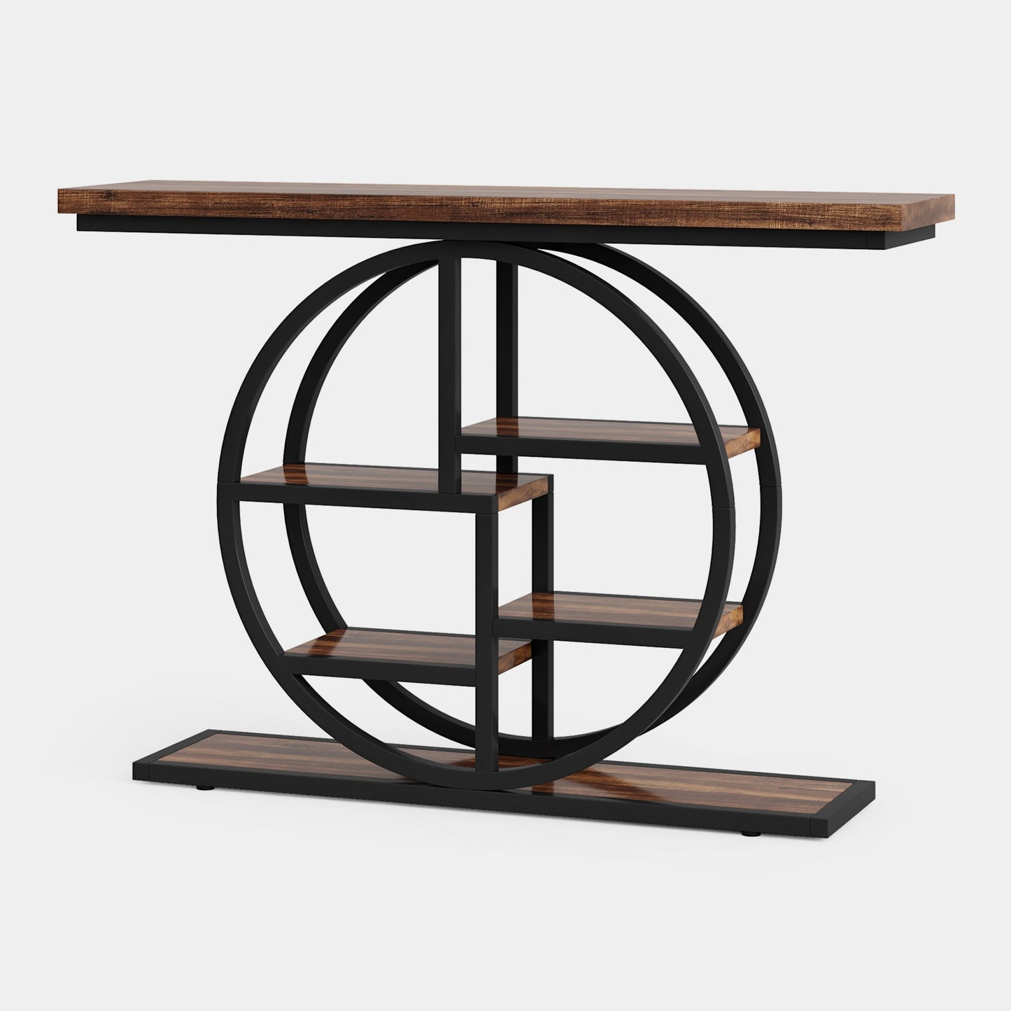 Tribesigns Table console de 100 cm, Table de canapé étroite à 6 niveaux avec étagères circulaires