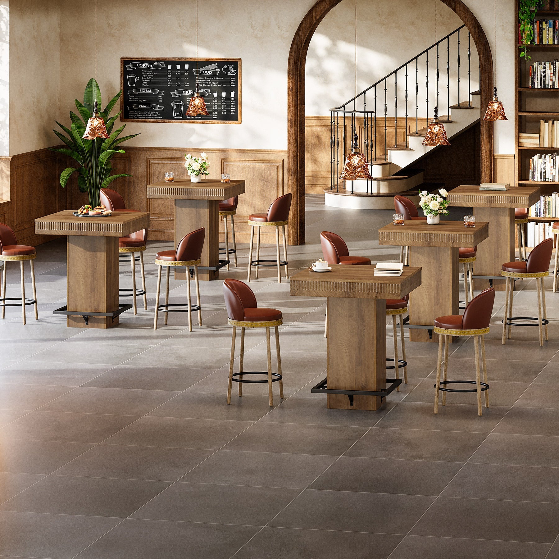 Tribesigns Table de bar carrée de 80 cm avec plateau en bois et piètement en métal, Table haute de style bistro industriel