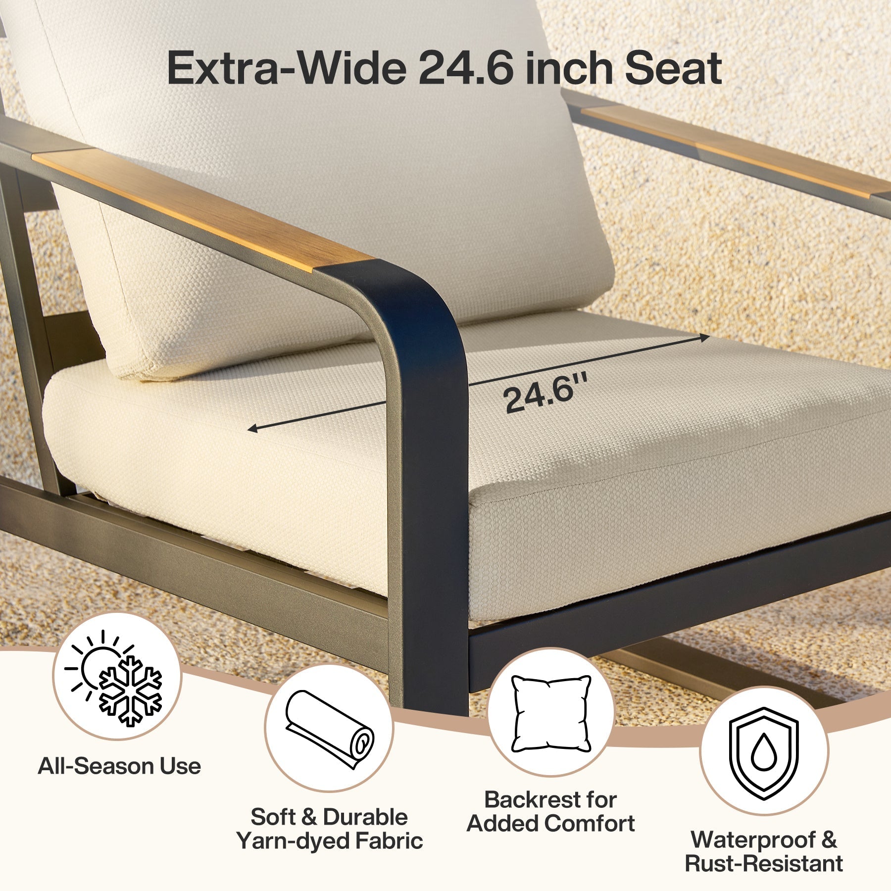 Tribesigns Fauteuil de jardin avec coussins, Chaise de patio en aluminium pour balcon ou jardin