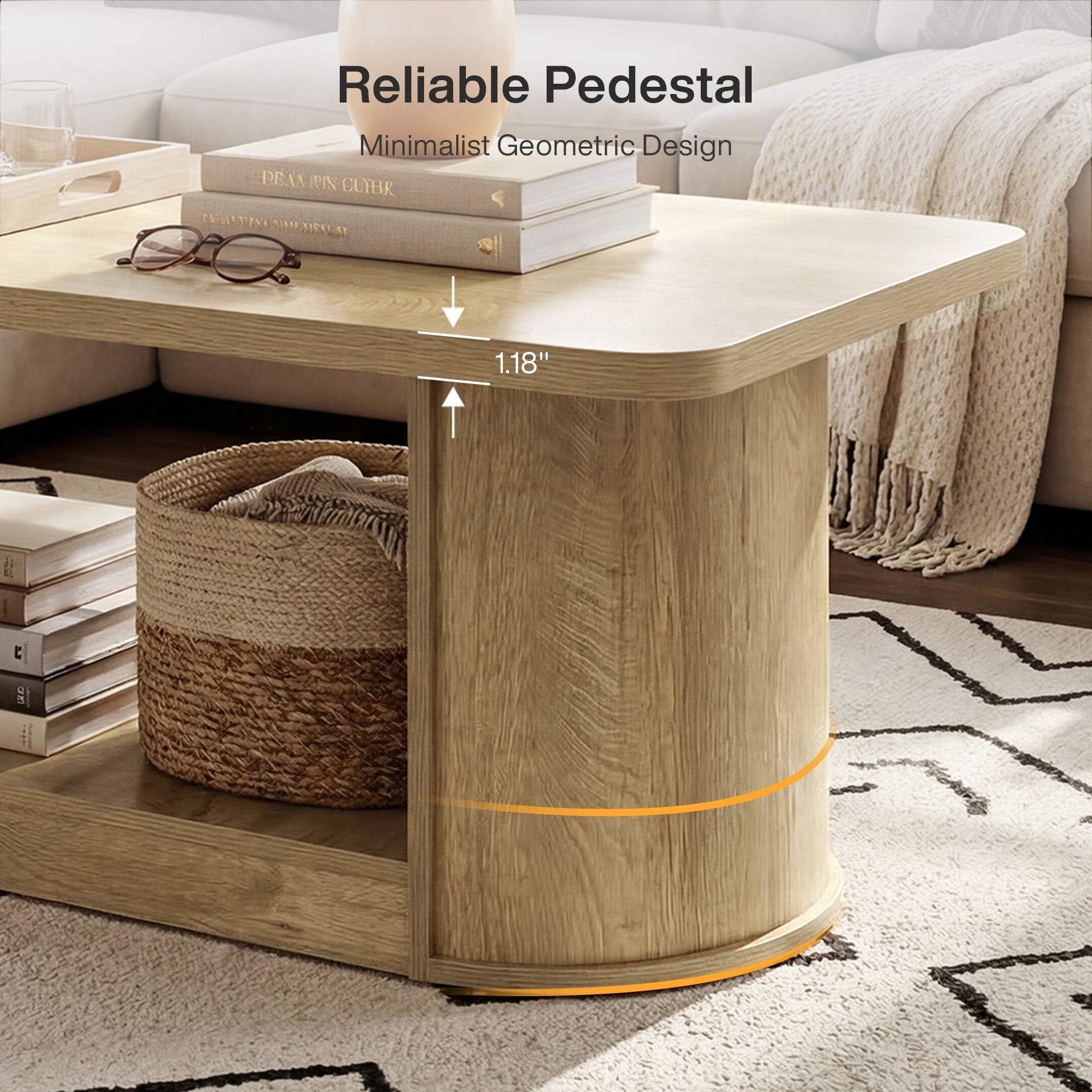 Tribesigns Table basse 120 cm, Style moderne avec étagère table rectangulaire à 2 niveaux pour salon avec rangement
