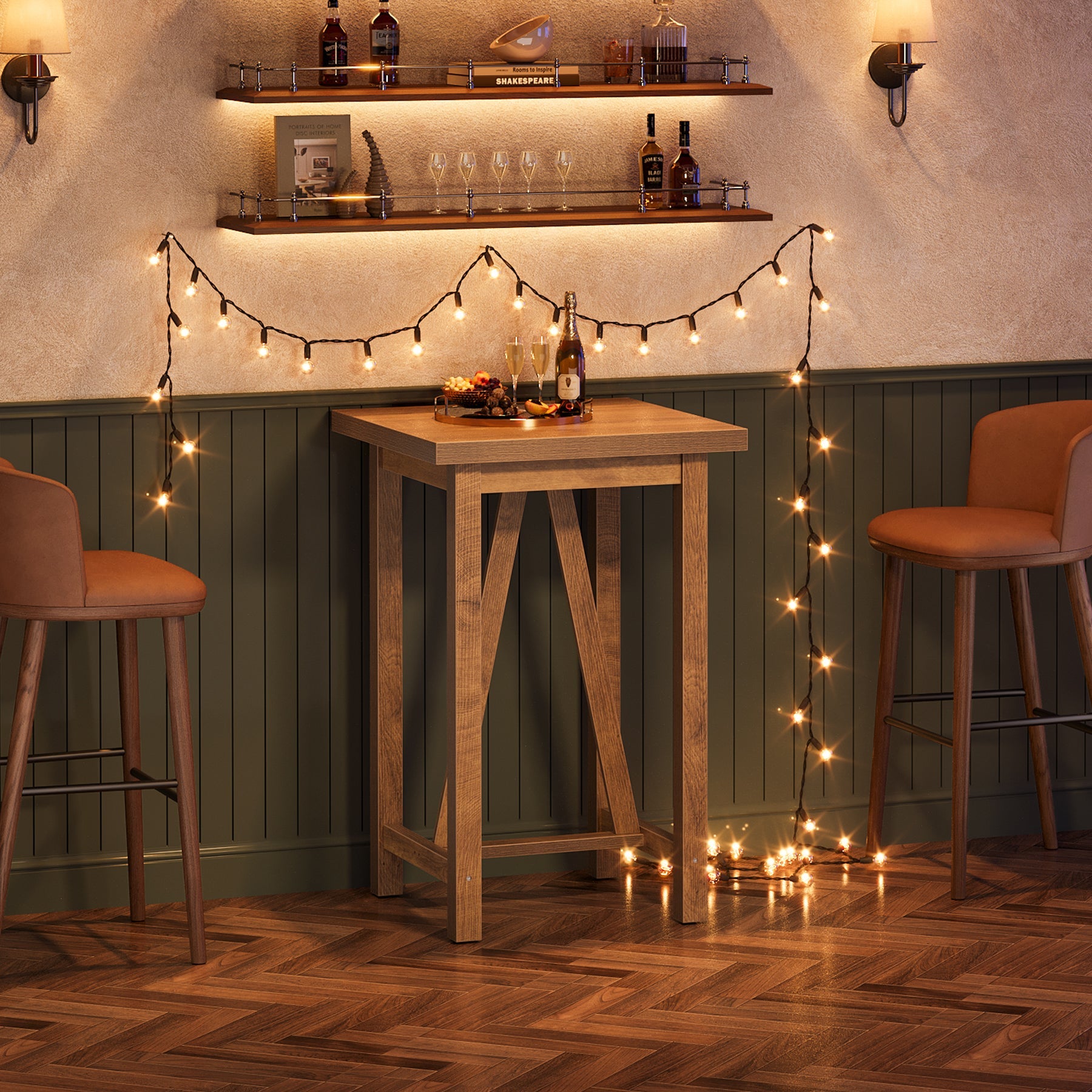 Tribesigns Table de bar à hauteur de comptoir de 100 cm, Table de pub carrée de style maison de campagne