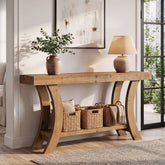 Tribesigns Console en bois massif 160 cm, Table d'entrée avec étagère et cadre arqué 3