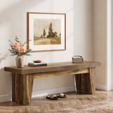 Tribesigns Banc en bois rustique de 140 cm avec assise épaisse, Banc long pour entrée, chambre et salon 3