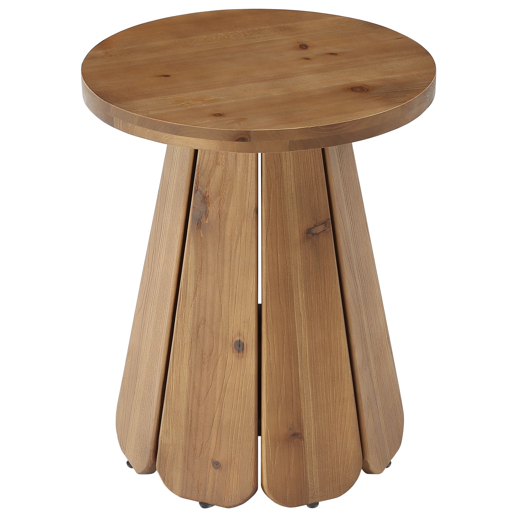 Tribesigns Table d'appoint ronde en bois massif 50 cm, Style champêtre avec piètement sculptural