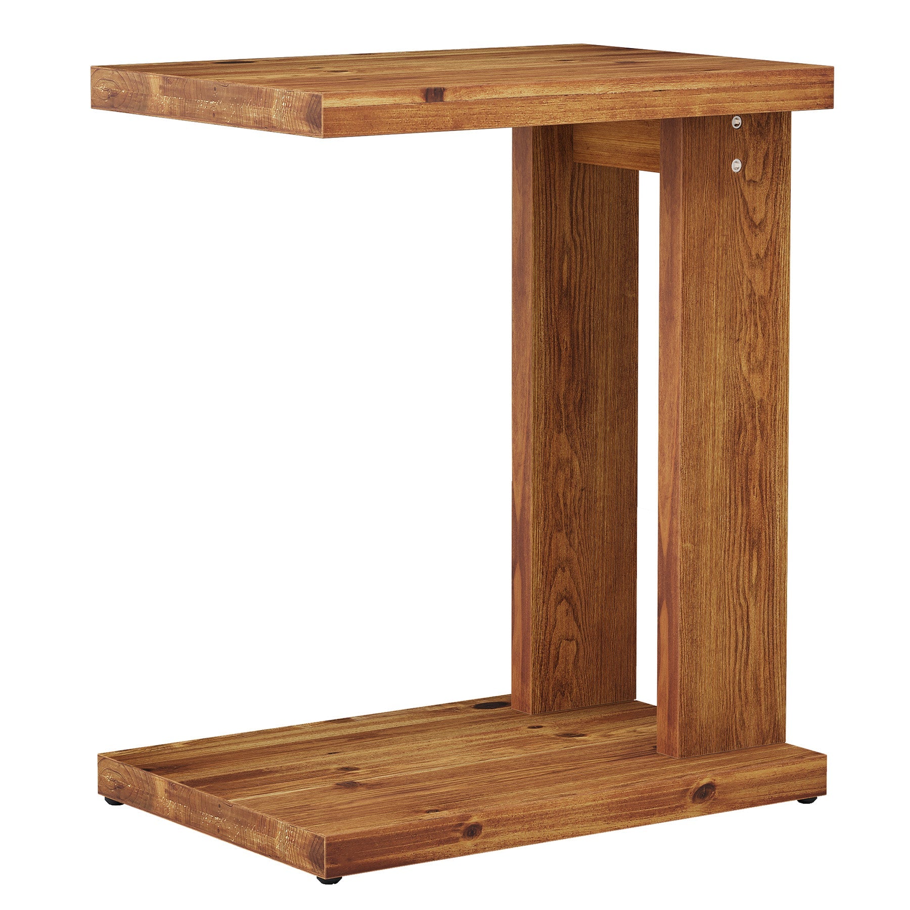 Tribesigns Table d'appoint en forme de C 50x35x60 cm, Table de chevet à deux niveaux en bois massif avec une construction stable pour la chambre