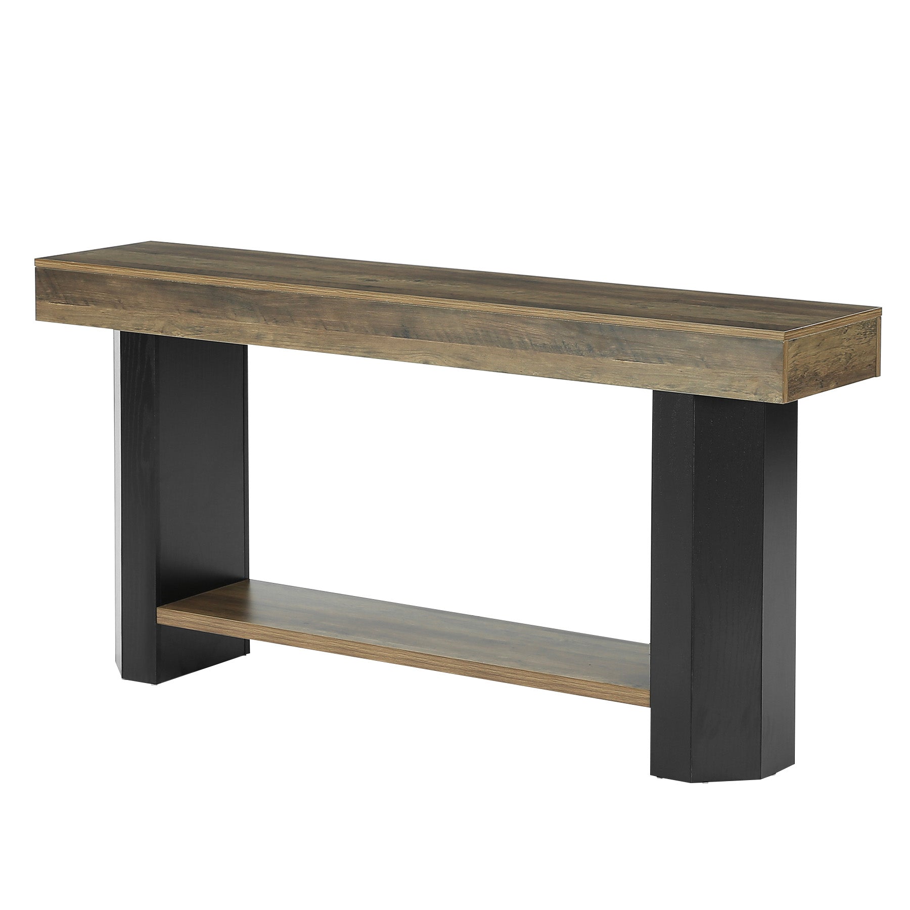 Console de 160 cm avec 2 étagères, Table d'entrée étroite de style industriel