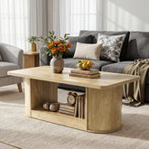 Tribesigns Table basse 120 cm, Style moderne avec étagère table rectangulaire à 2 niveaux pour salon avec rangement 3
