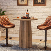 Table de bar ronde de 80 cm avec pied central rainuré, Table de bistrot moderne à hauteur de comptoir 3