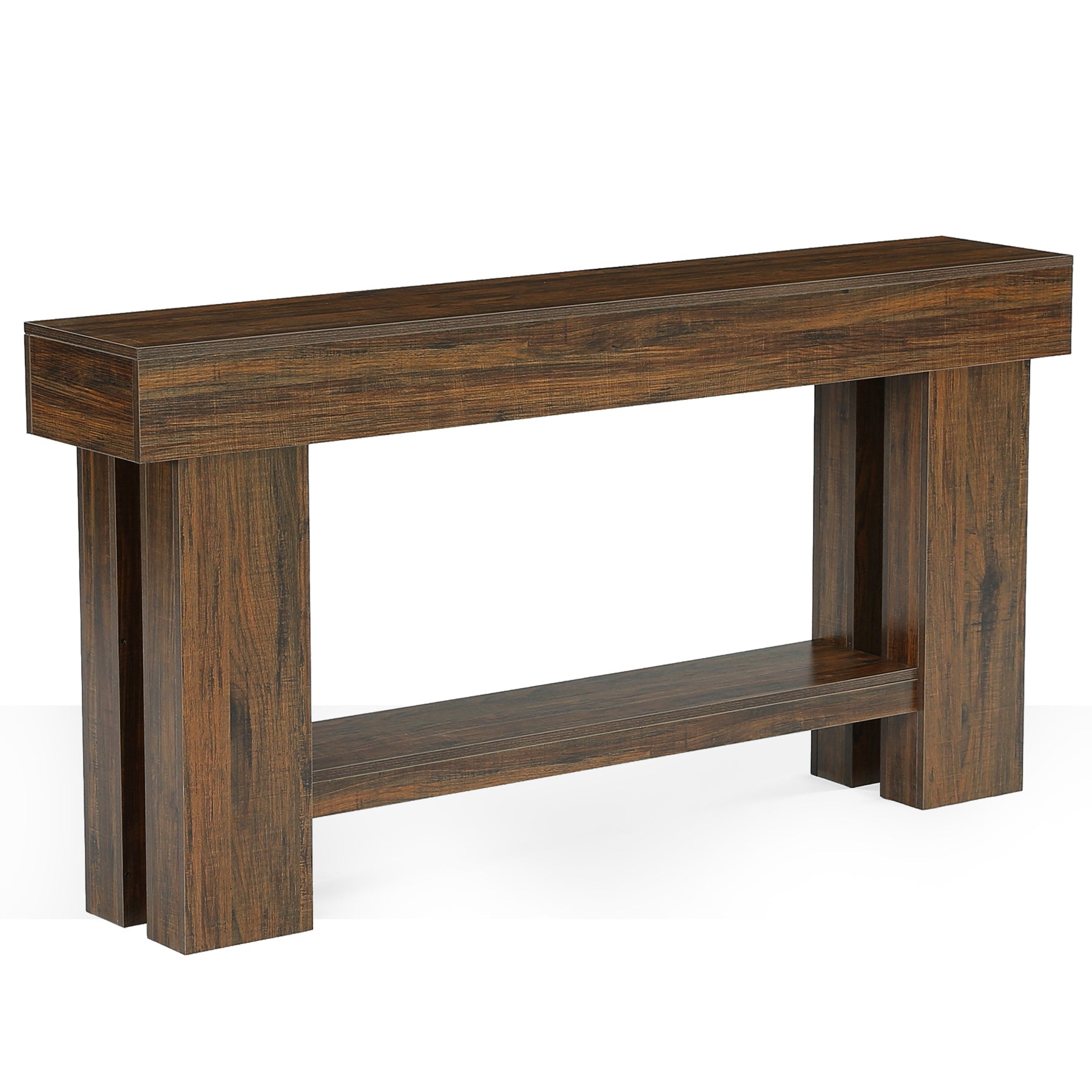 Tribesigns Table console de style industriel à 2 niveaux, 160 cm Table d'appoint étroite pour canapé avec étagère