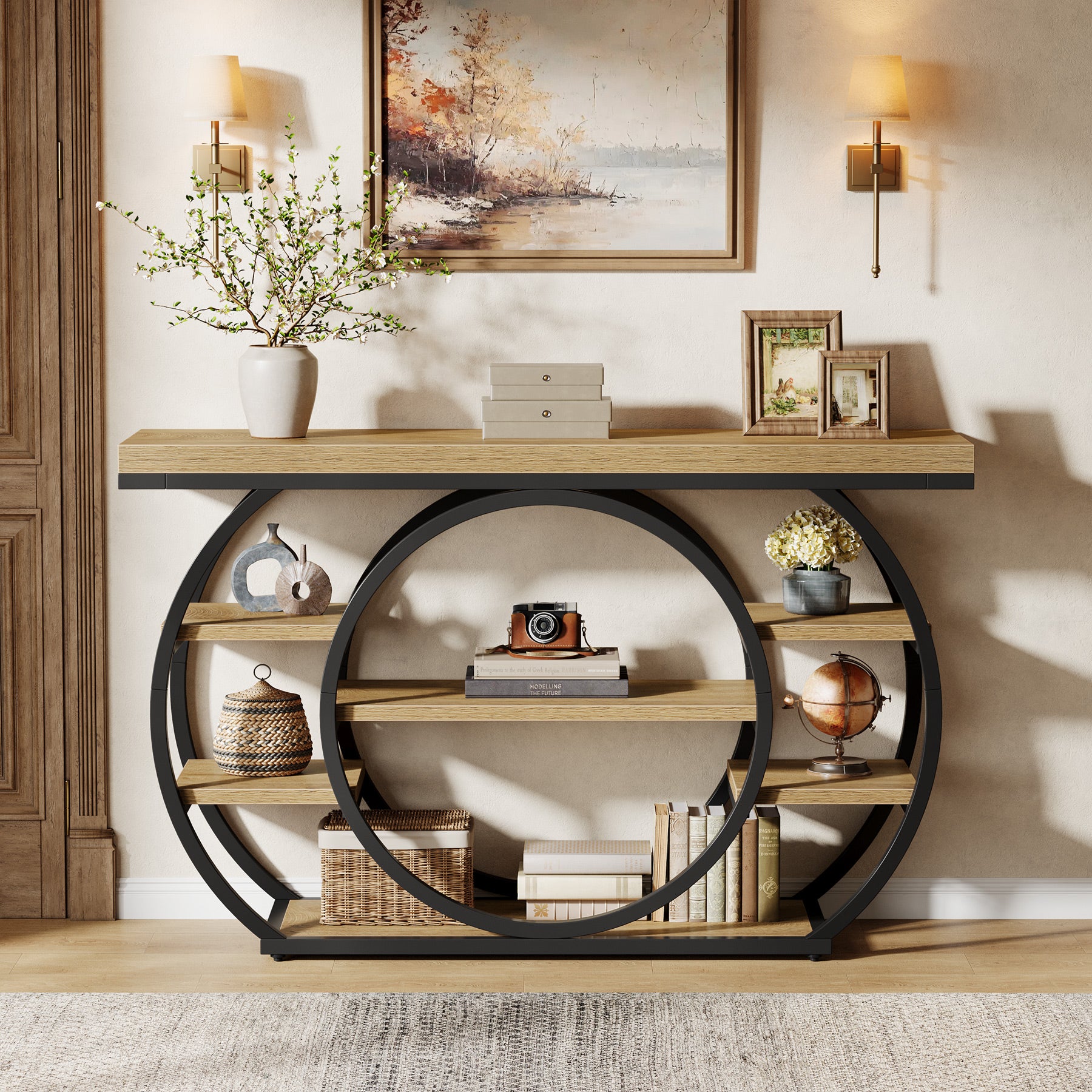 Tribesigns Console de 120 cm, Table de salon industrielle à 5 niveaux avec cadre en métal
