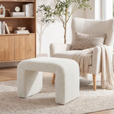 Tabouret rembourré en sherpa, Tabouret de coiffeuse moderne avec revêtement en peluche 3