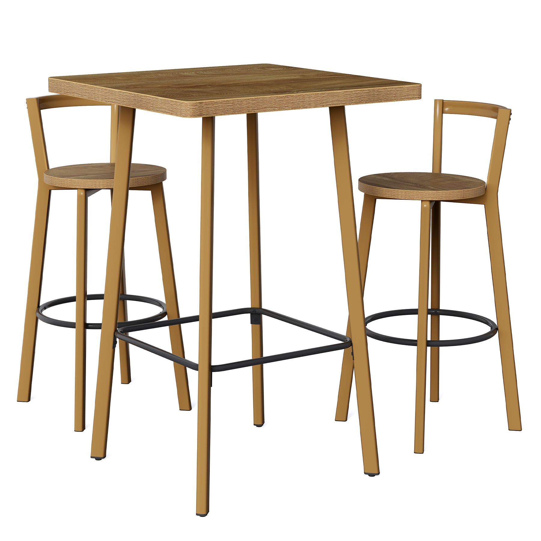 Tribesigns Ensemble de Table de Bar et Tabourets, Table Haute Cuisine avec 2 Tabourets Ronds