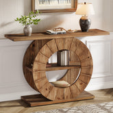 Tribesigns Console en bois massif de 105 cm avec 3 étagères, Console étroite de style champêtre 3