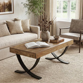 Tribesigns Table basse rectangulaire, 120 cm Table de salon style industriel avec structure en métal 3