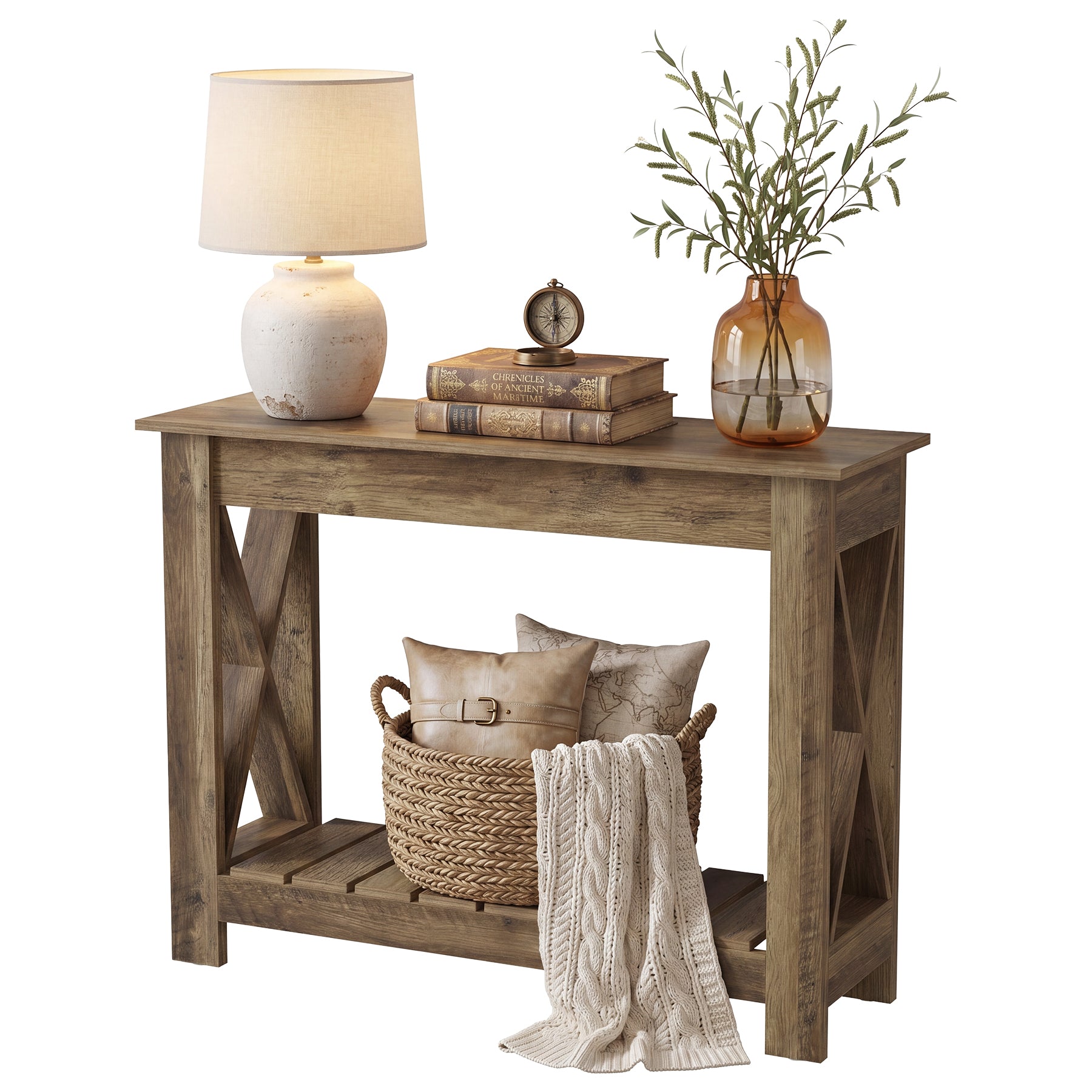 Tribesigns Console en bois 100 x 30 x 80 cm, Table d'appoint table console pour petits espaces