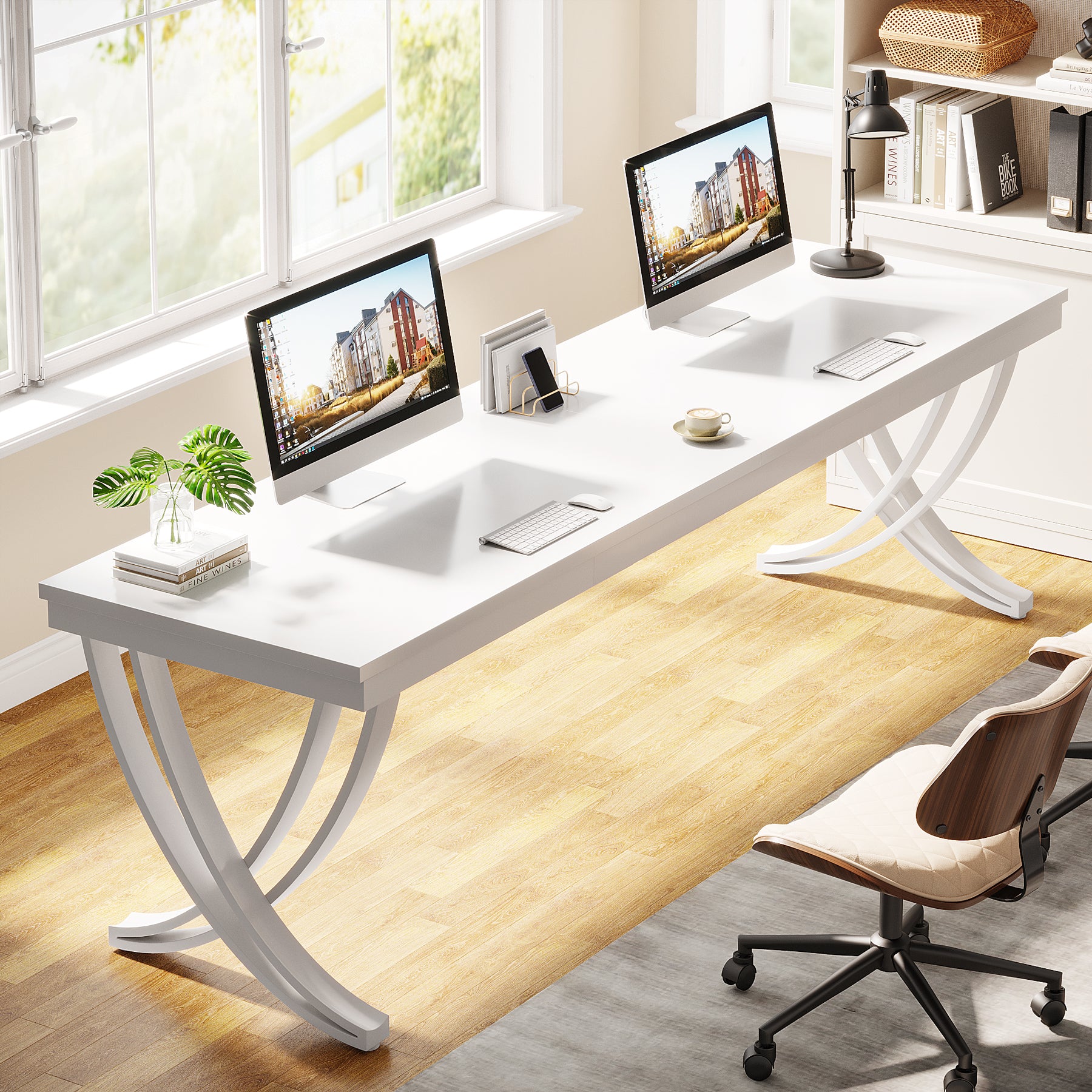 Tribesigns Bureau informatique, Double bureau long Table d'ordinateur pour deux