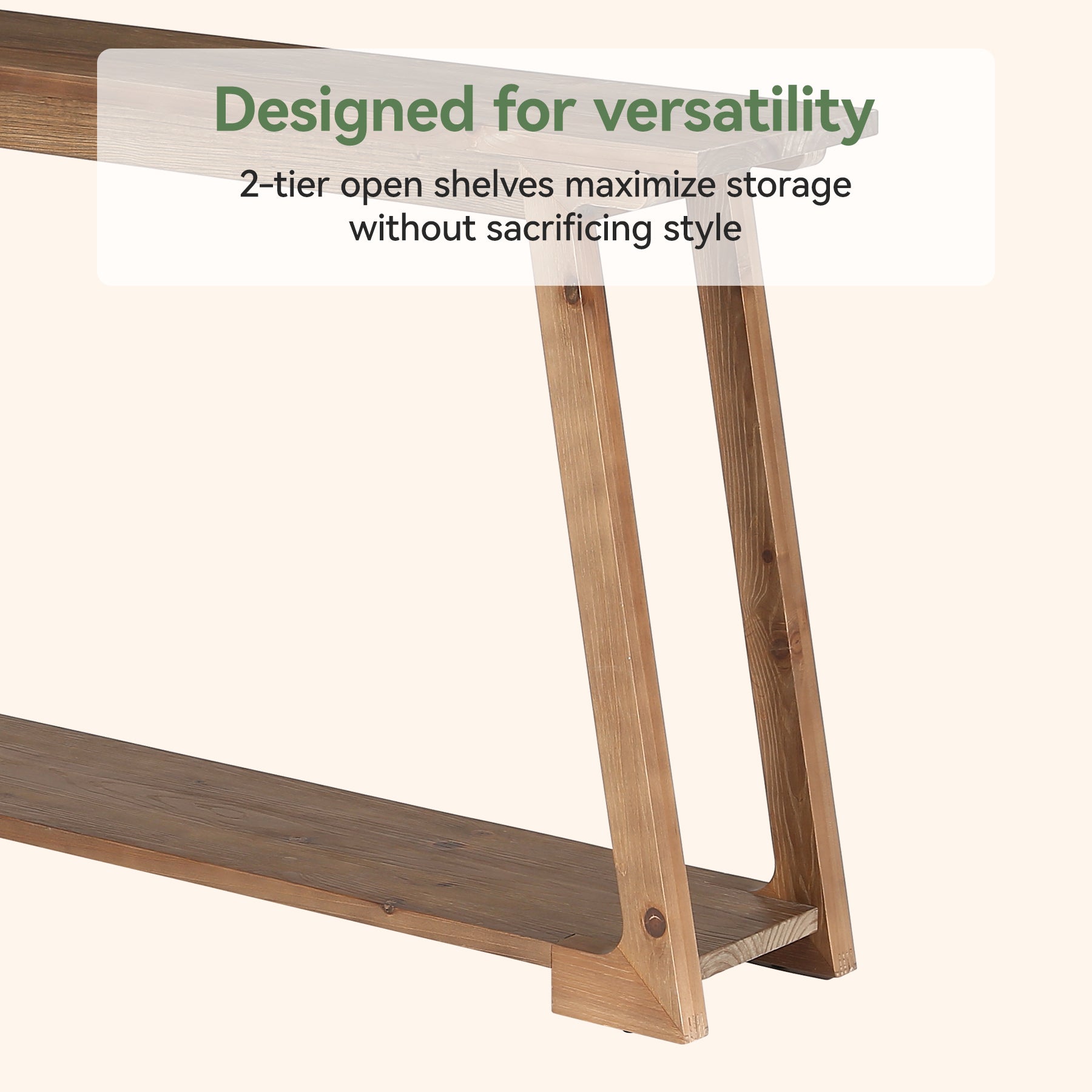 Tribesigns Console en bois massif de 160 cm à placer derrière un canapé avec 2 étagères, Table basse longue et étroite idéale pour le salon et l'entrée