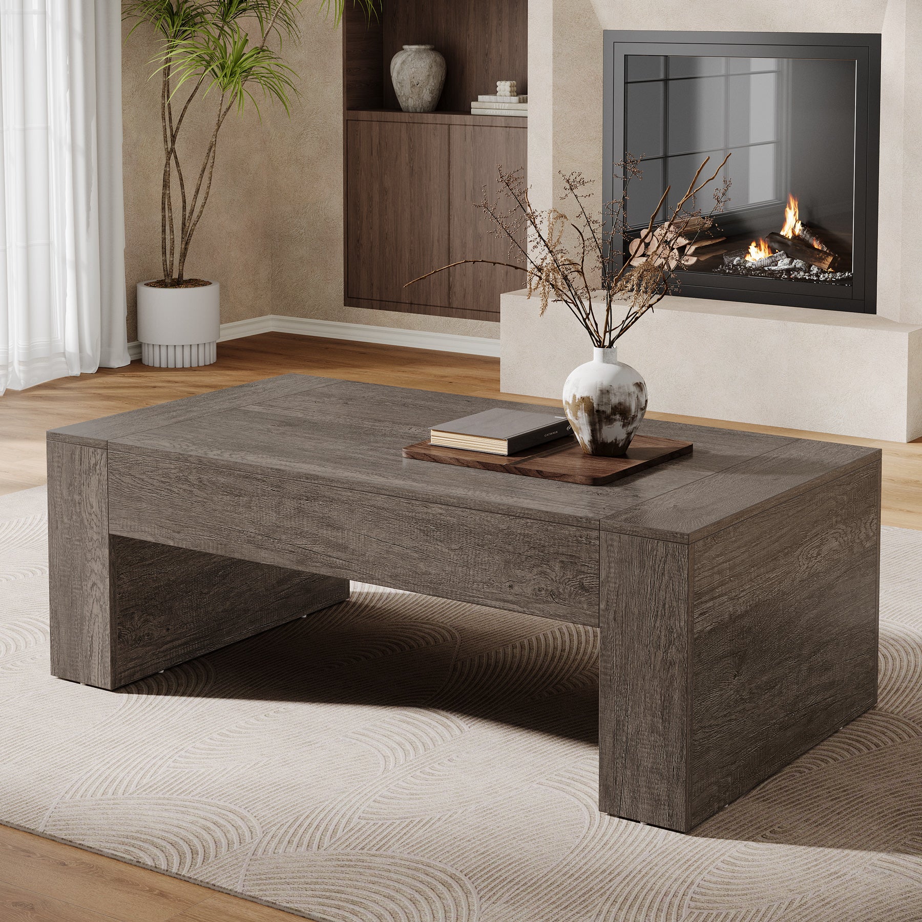 Tribesigns Table Basse Rectangulaire pour Salon, 130 x 70 x 45 cm, Table de Salon Bois