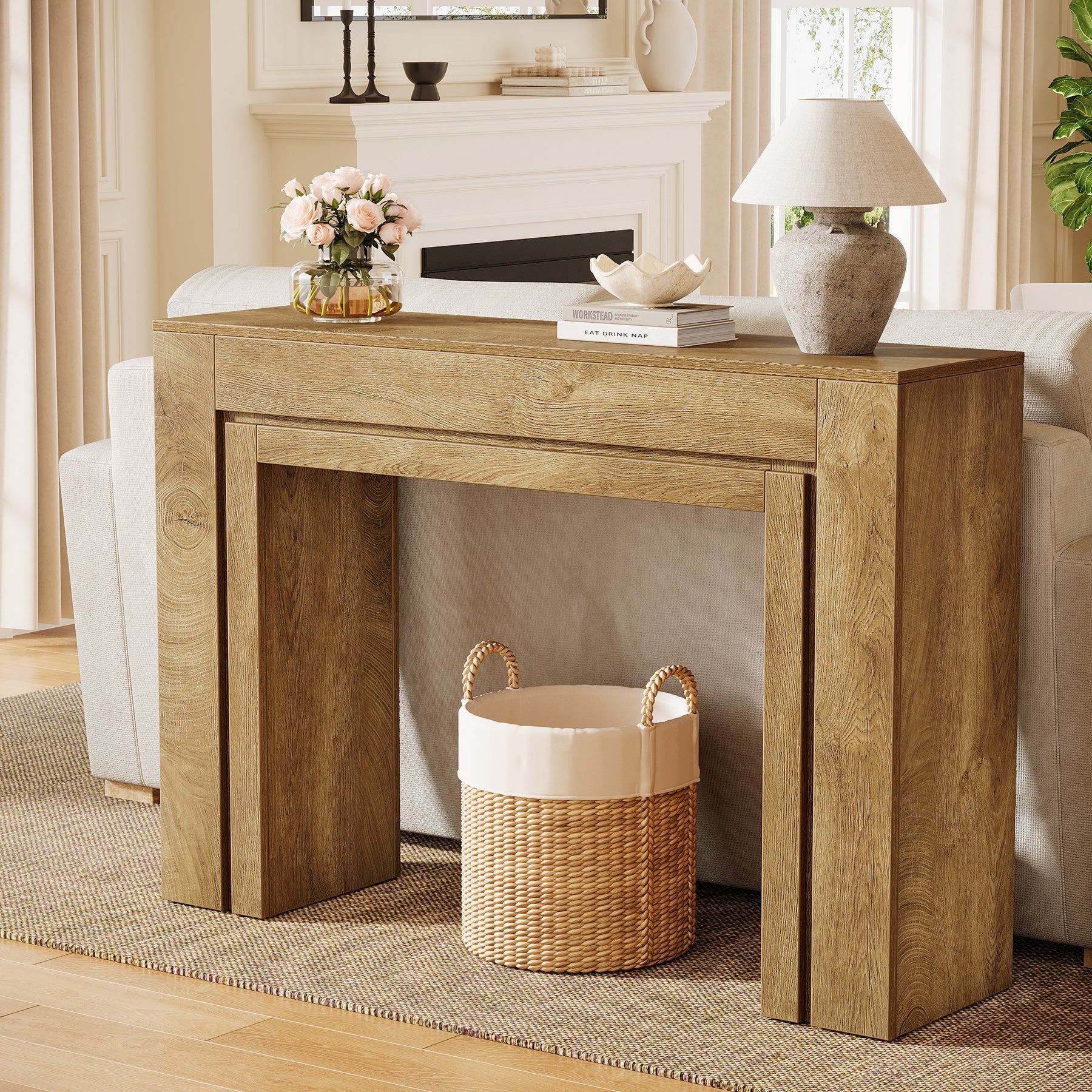 Tribesigns Console étroite (105 cm), Table d'entrée moderne avec piètement double solide