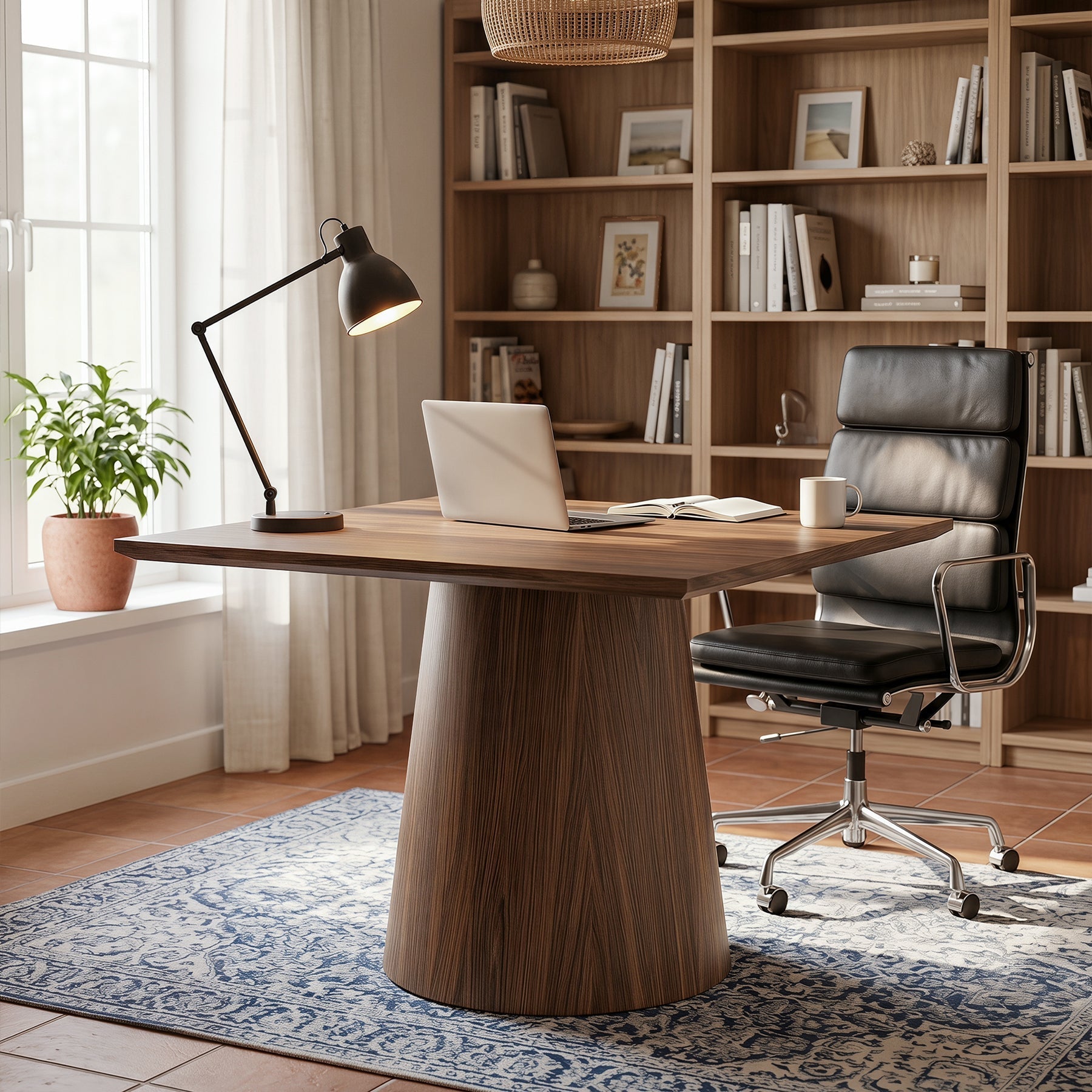 Tribesigns Table de conférence carrée de 80 cm avec plateau épais, Table de bureau en bois pour 4 personnes