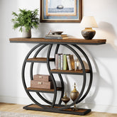 Tribesigns Console de 120 cm à 5 niveaux, Finition marron rustique table d'entrée étroite 3