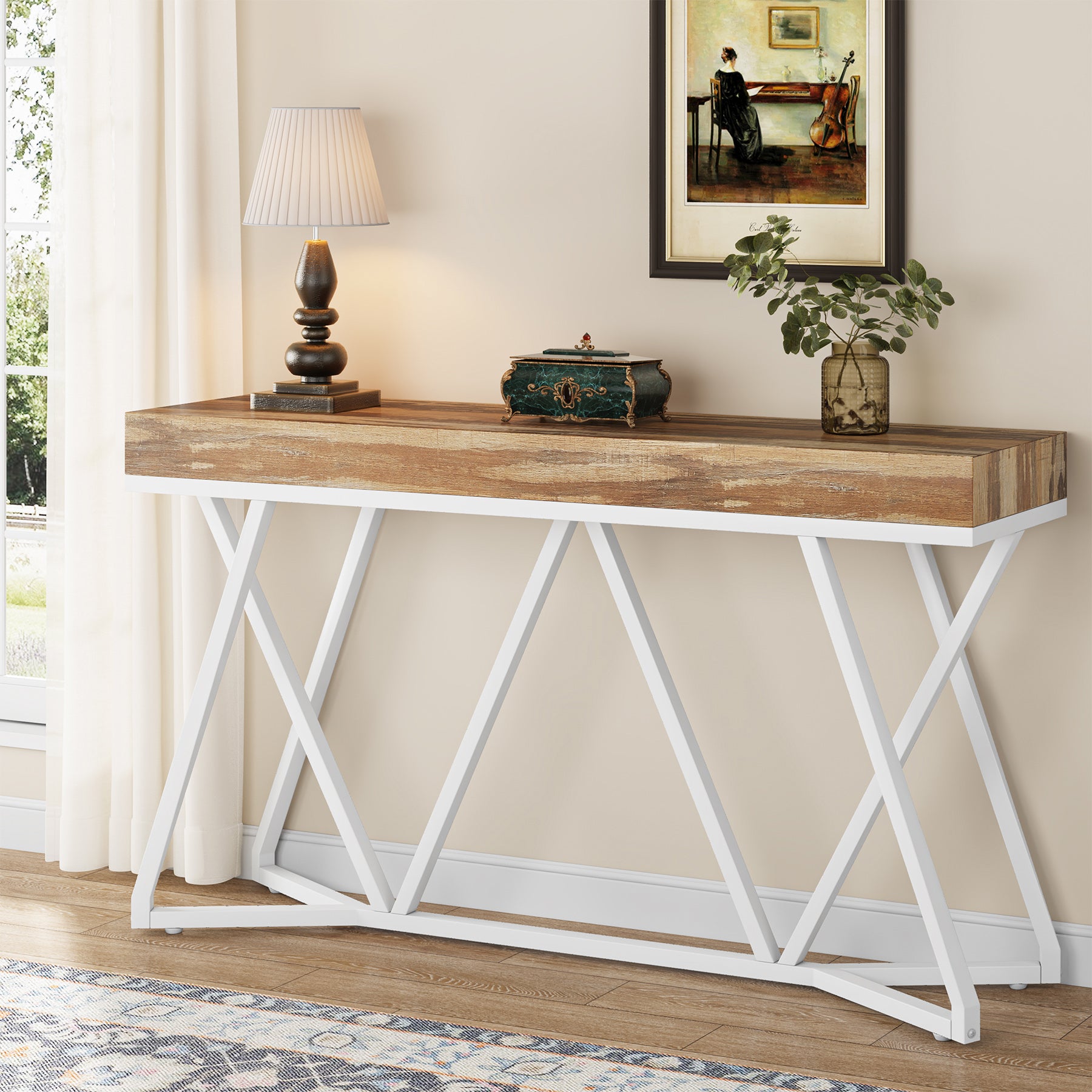 Tribesigns Table console en bois , Console d'entrée avec base en métal Unique Table Basse