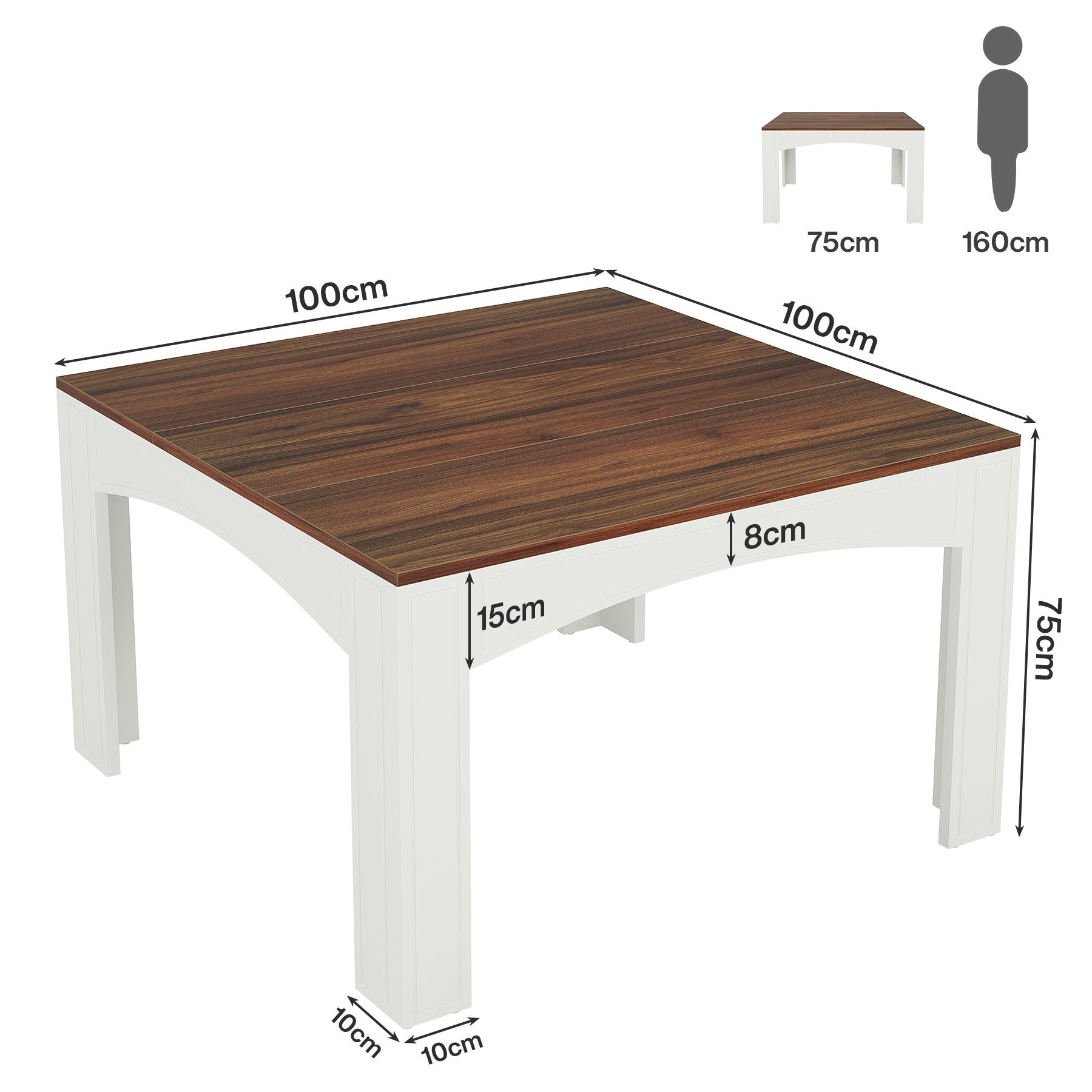 Tribesigns Table à manger de 100 cm, Table à manger en bois pour 4 personnes de style maison de campagne