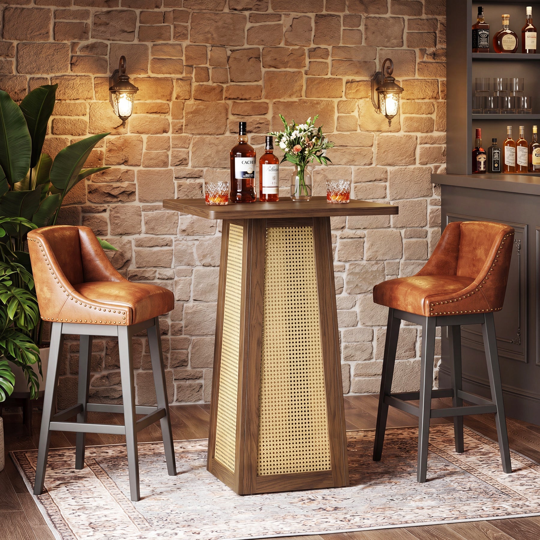 Tribesigns Table bistro carrée 80 x 80 cm avec pied central, Idéale pour le bar à domicile, le salon et les petits espaces