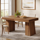 Tribesigns Table à manger 140 cm, Table de cuisine en bois pour 4 à 6 personnes 3