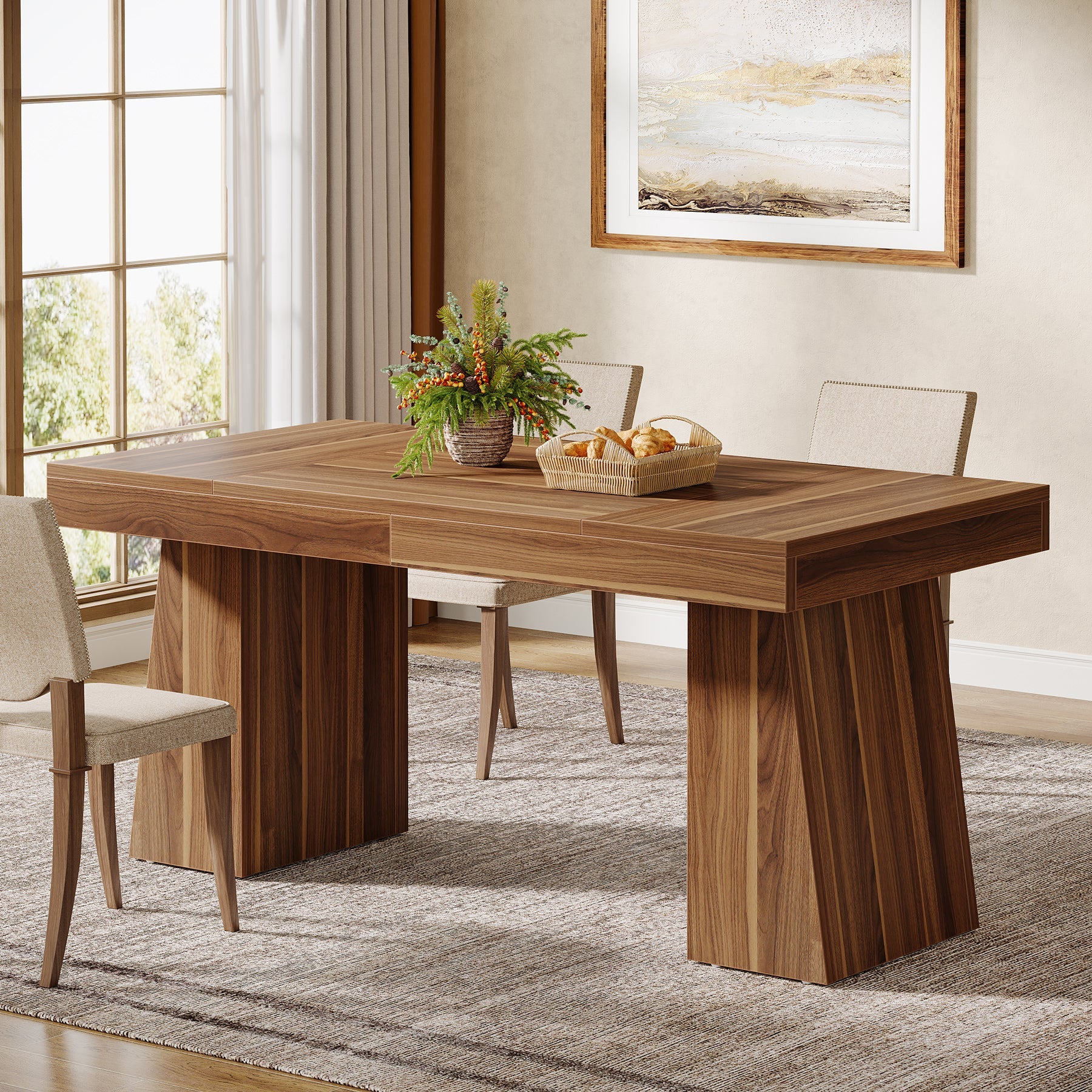 Tribesigns Table à manger 140 cm, Table de cuisine en bois pour 4 à 6 personnes