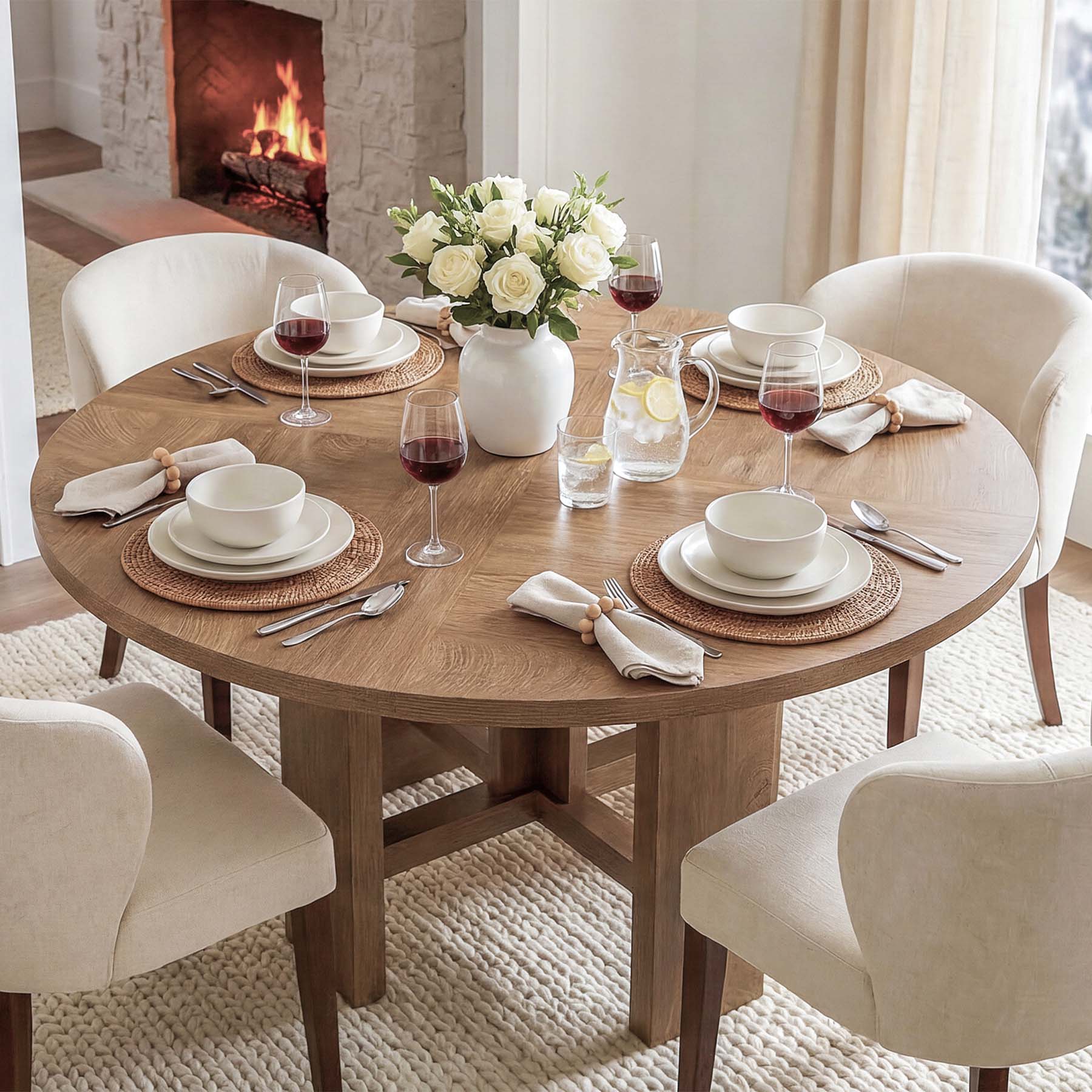 Tribesigns Table à manger ronde 120 cm pour 4 à 6 personnes, Table de cuisine moderne